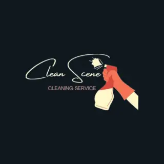 Clean Scene logo with red spray bottle hand.